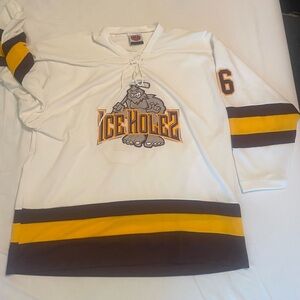 Ice Holez Hockey Jersey with Brown and Yellow Stripes